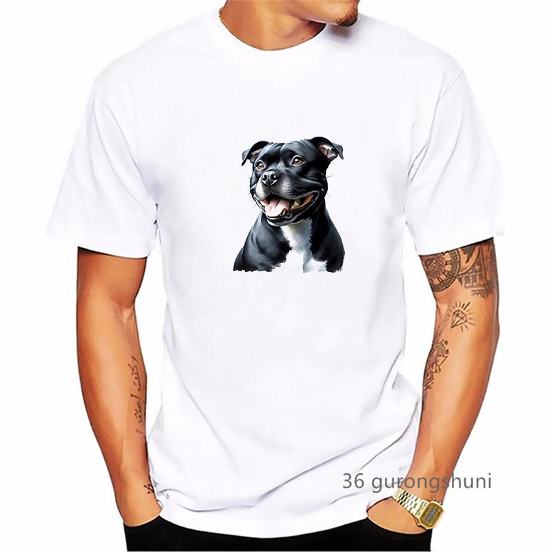 Staffordshire Bull Terrier Dog Animal Printed T Shirt MenS Clothing Summer Fashion Tops Tee Shirt Homme Harajuku Shirt