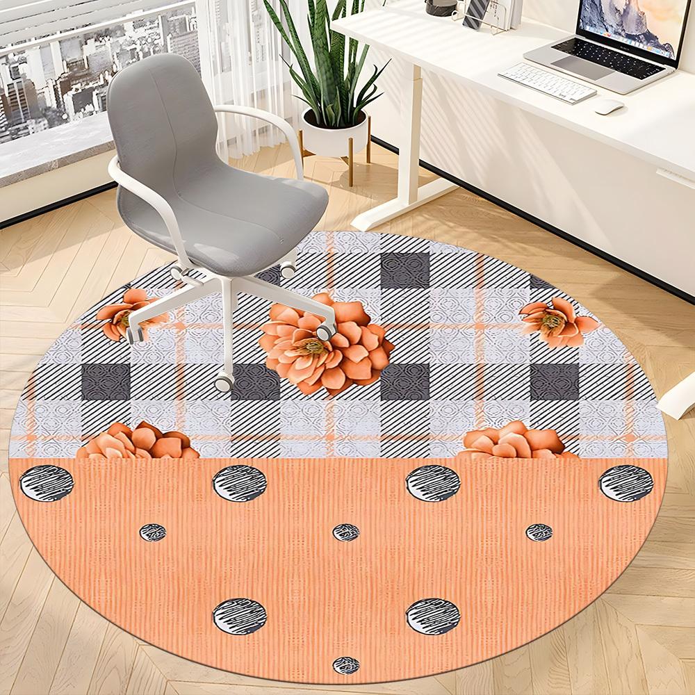 1 Stück Blumen-Karo-Korbstuhl-Teppich für das Büro, rutschfest, weich und langlebig, Büroteppich für die Innendekoration