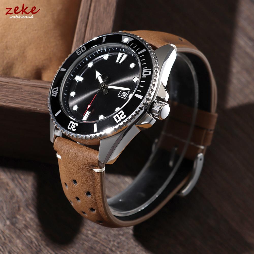 Breathable Porous Matte Leather Watch Band Quick Release 18mm 20mm 22mm Vintage Racing Leather Watch Straps for Seiko Wristband