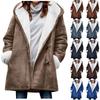 Women's Winter Coat Fleece Lined Jacket Long Sleeve Horn Button Plush Warm Coat