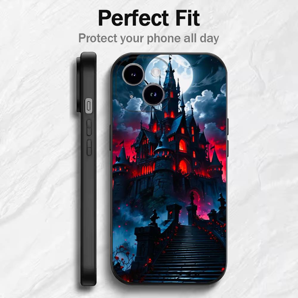 

Gothic Castle Personalized Phone Case For 17 16 15 14 13 12 11 Mini XS XR X 6S 6 Pro Max Plus Black Soft Cover iPhone12PRO