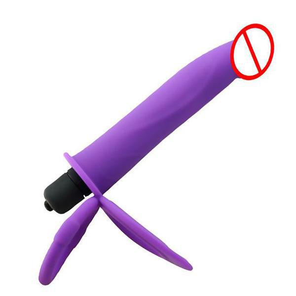 Vibrační dildo s dvojitou penetrací a kroužky na penis Strap-on vibrátor s dvojitou penetrací a kroužky na penis pro muže