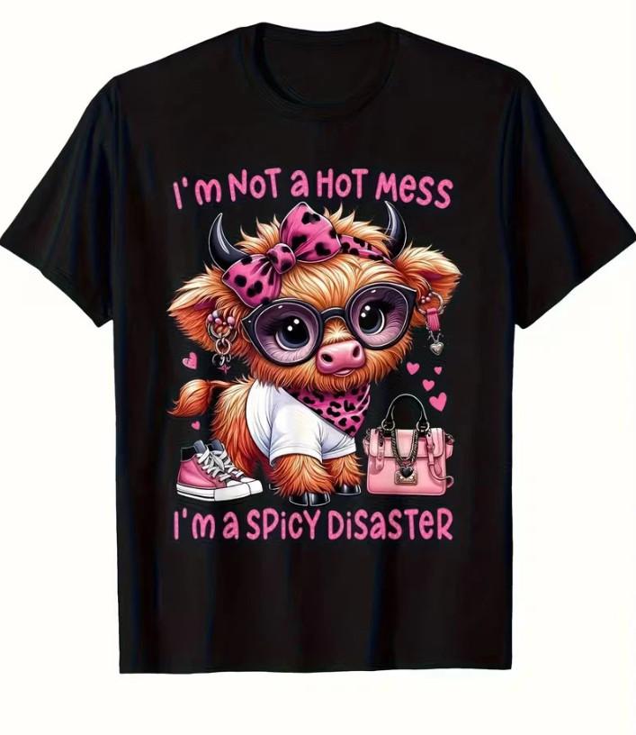 Funny Highland Cow Spicy Disaster T-T-Shirt XL