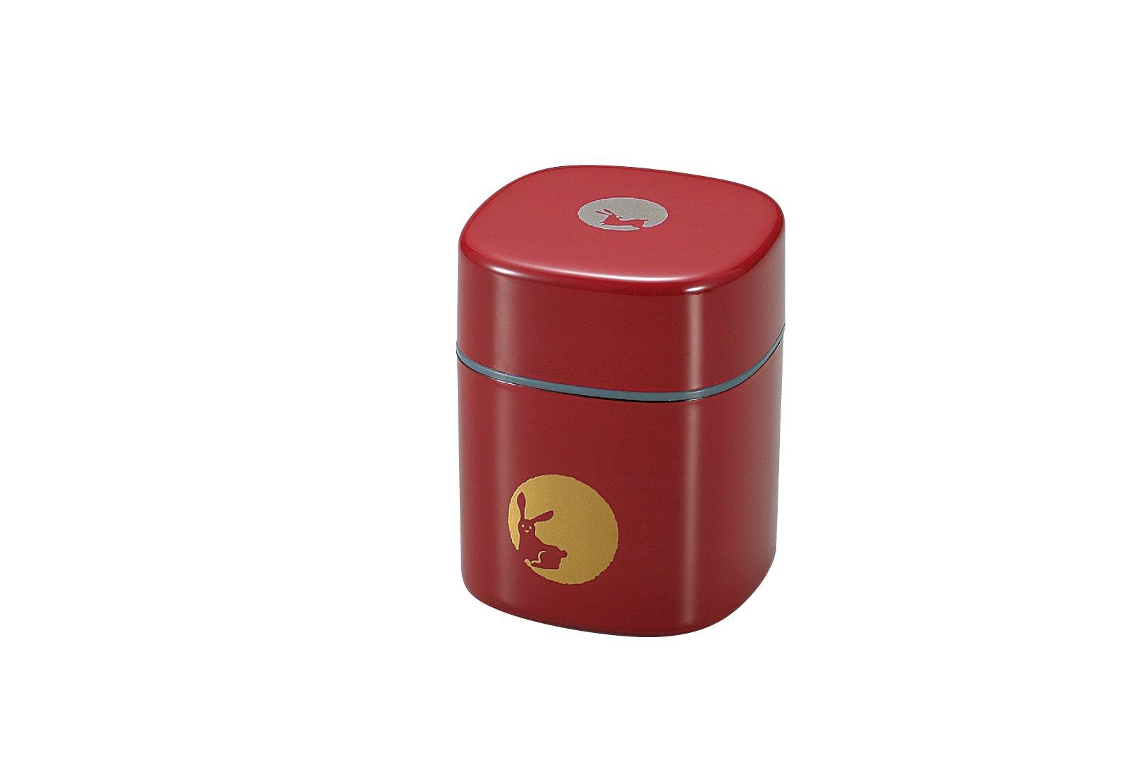 Tatsumiya Tea Vermilion Moon Rabbit W8 D8 H10 56534 Caddy, Design, Size Approx. cm,