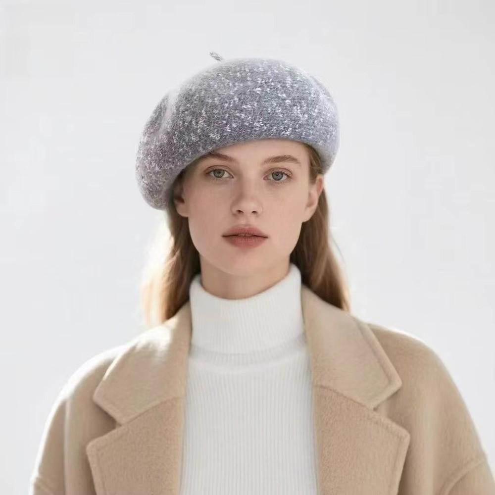 Knitted Beret Hat Wool Blend Pumpkin Beanie Fashion Painter Cap