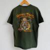 Y2K Vintage Horny Toad Harley-Davidson Temple, Texas Olive Green Pocket T-Shirt – Biker Dealer Graphic Tee with Creature Riding Motorcycle