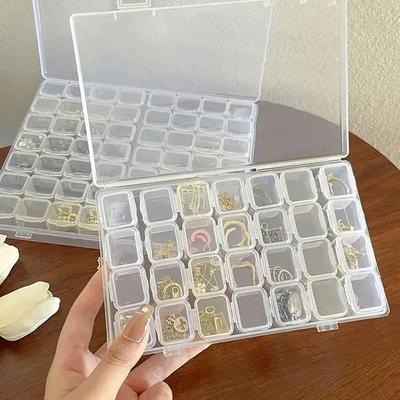 1 Stück 28 Fächer durchsichtige Kunststoff Aufbewahrungsbox Aufbewahrungsbehälter Etui für Schmuck Diamant Stickerei Kunsthandwerk Zubehör Organizer Etui