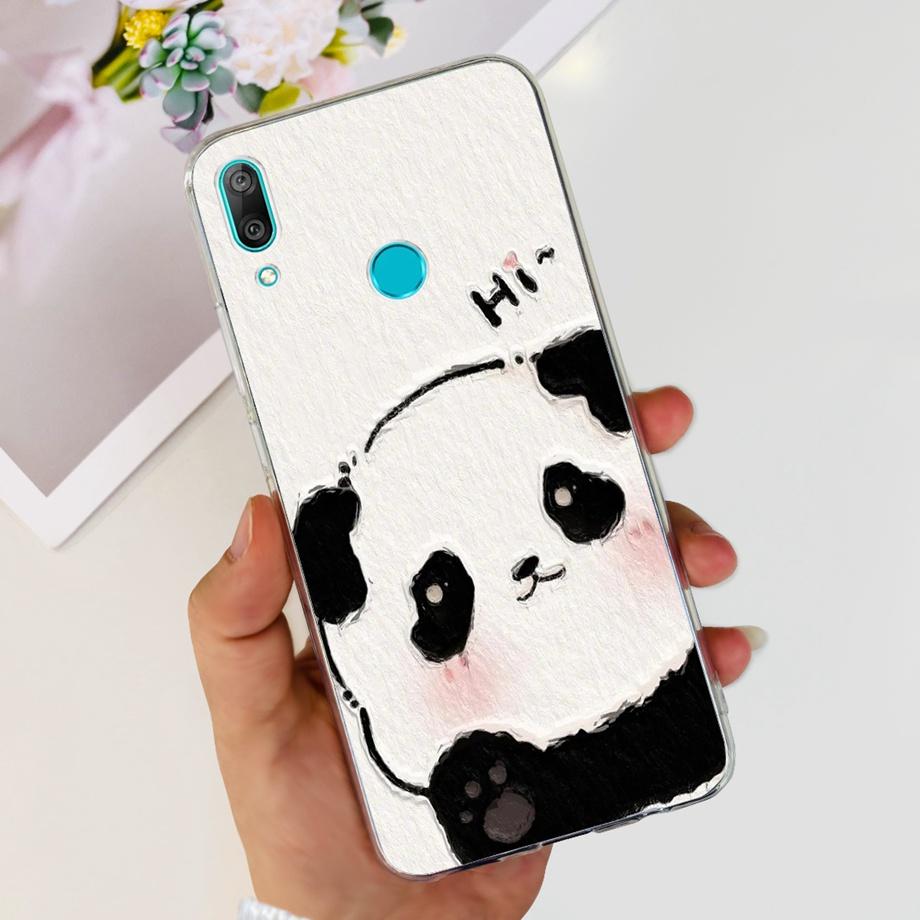 For Huawei Y7 (2019) Phone Case Huawei Y7P 2020 Back Cover Transparent Slim Soft TPU Rubber Bumper Child Fashion Cartoon Pattern