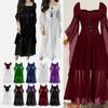 Halloween Women Adult Lacing Dress Medieval Witch Cosplay Costume Party Elegant
