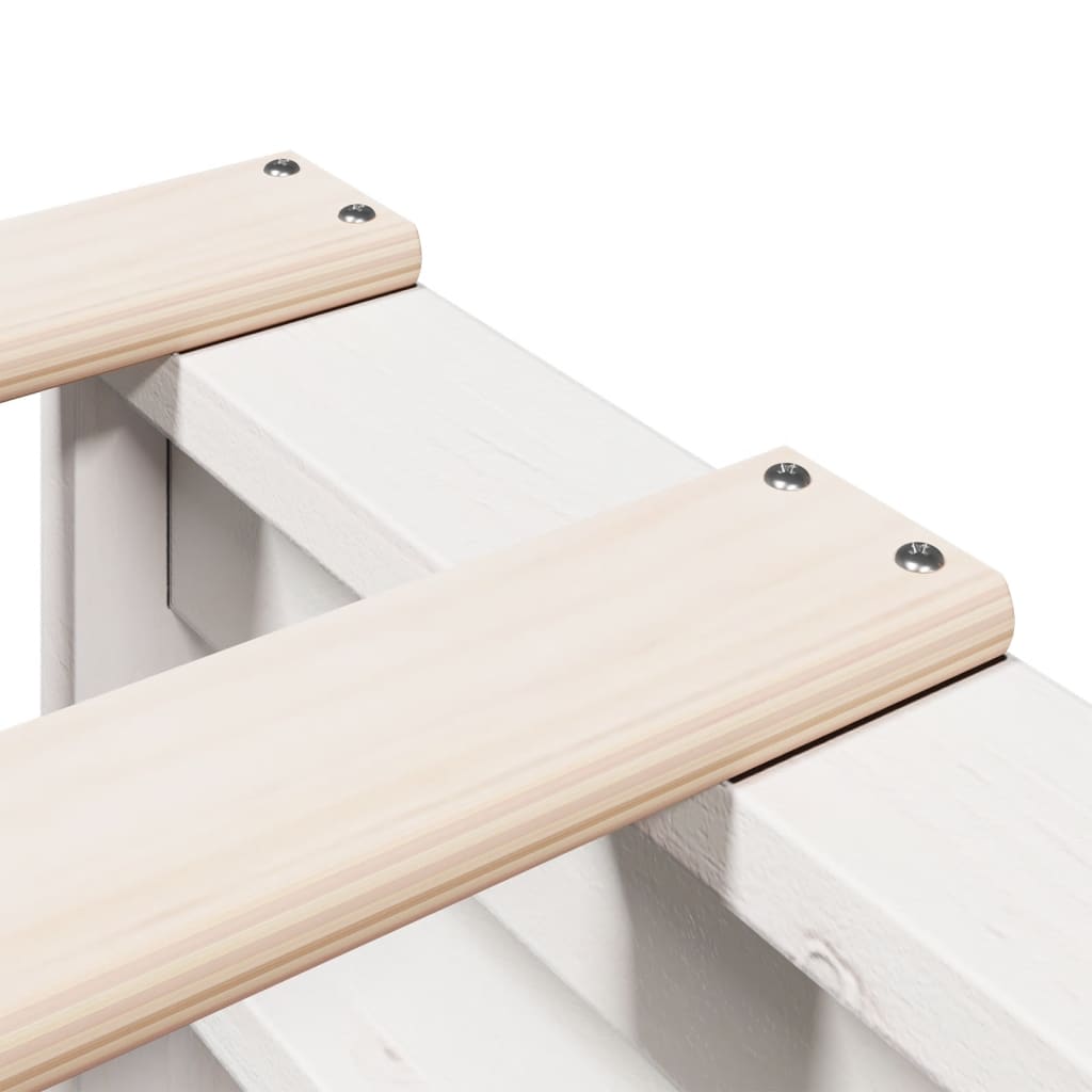 Solid Wood Bed with Shelf Without Mattress White 180 x 200 cm Pine