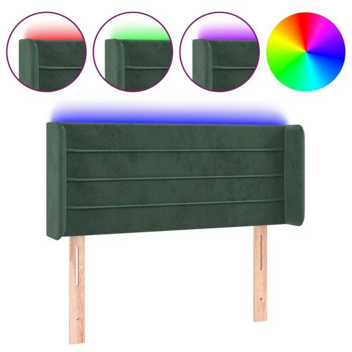 VidaXL Tête de Lit à LED Meuble de Chambre à Coucher Accessoire de Lit Simple Tête de Cadre de Lit Intérieur Vert Foncé 3123409