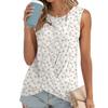 T-shirt estiva con stampa floreale per donna Top casual girocollo senza maniche gilet attorcigliato