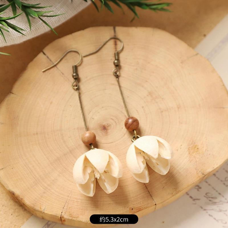 Retro Handmade Plant Fruit Earrings Pine Cone Literature and Art Chinese Medicine Dried Fruit Niche Creative Earrings Women