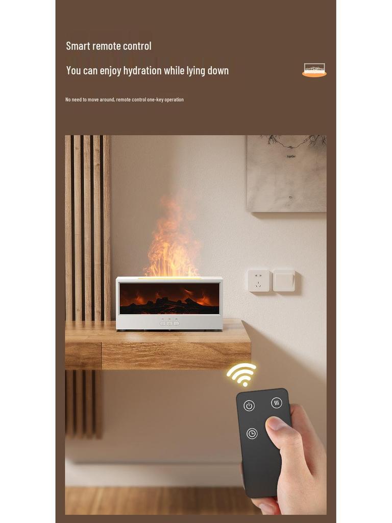 Retro 3D Fireplace Flame Aroma Humidifier & Colorful Desktop Light