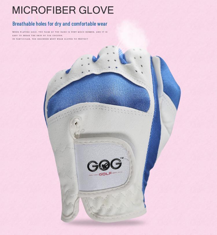 GOG Children's High-Quality Golf Gloves, Fiber Cloth, Unisex, Blue & Pink.