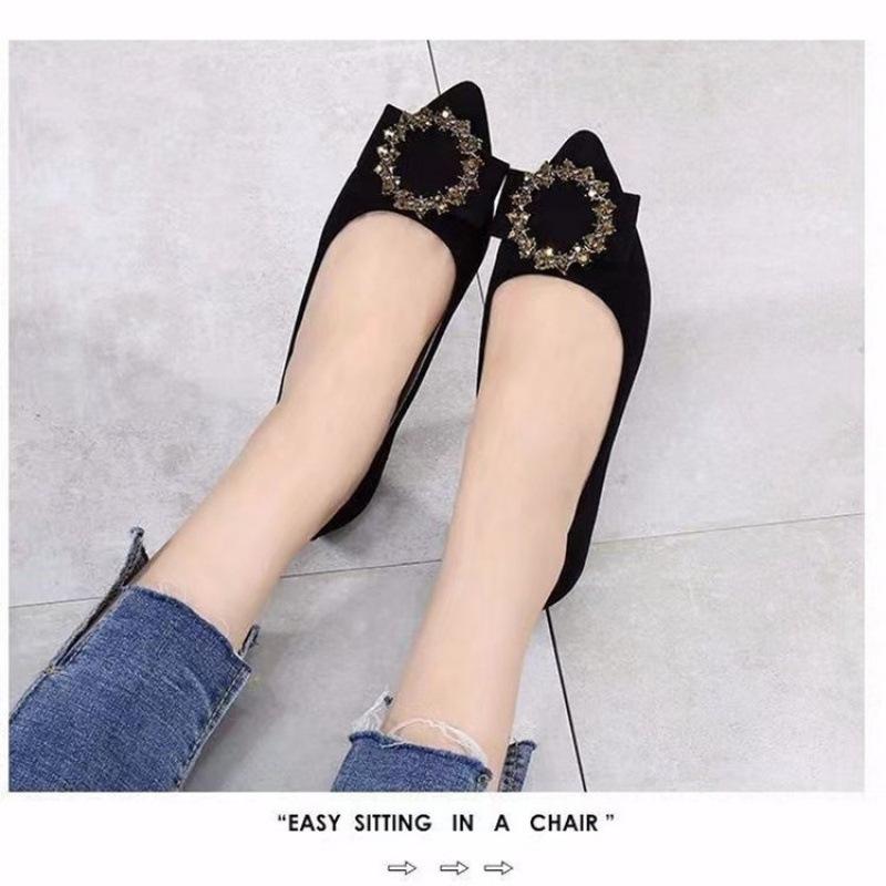 Shoes Women's 2025 New Trendy Pointed and Versatile Flat-bottomed Korean Version of Girls' Casual Shoes Small Size Women's Shoes Single Shoes Doud