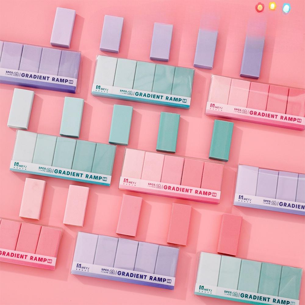 Gradient Color Eraser Set for Students, High Appearance Level, Clean Erasing, Less Dust, Pencil Eraser, 4B Eraser. stationery