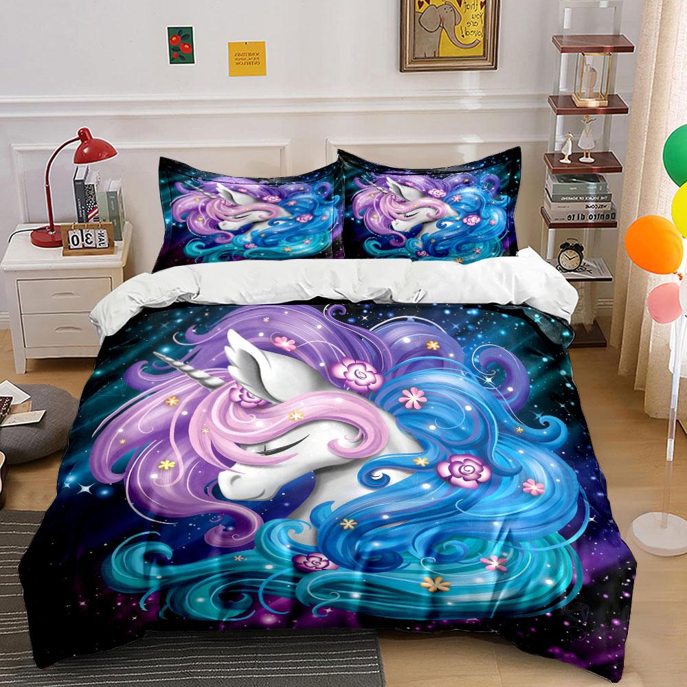 Unicorn Fantasy Decor Gift Set Soft Comfortable Duvet Cover Bedding Set Included 1*Duvet Cover & 2*Pillowcases, Gift
