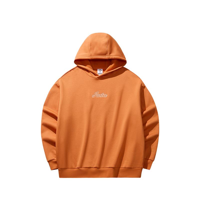 Anta Hooded Fleece Pullover Long Sleeve Knitted Casual Sweatshirt Unisex Sweatshirt Fly-Flower-Orange 972618705N-6 S
