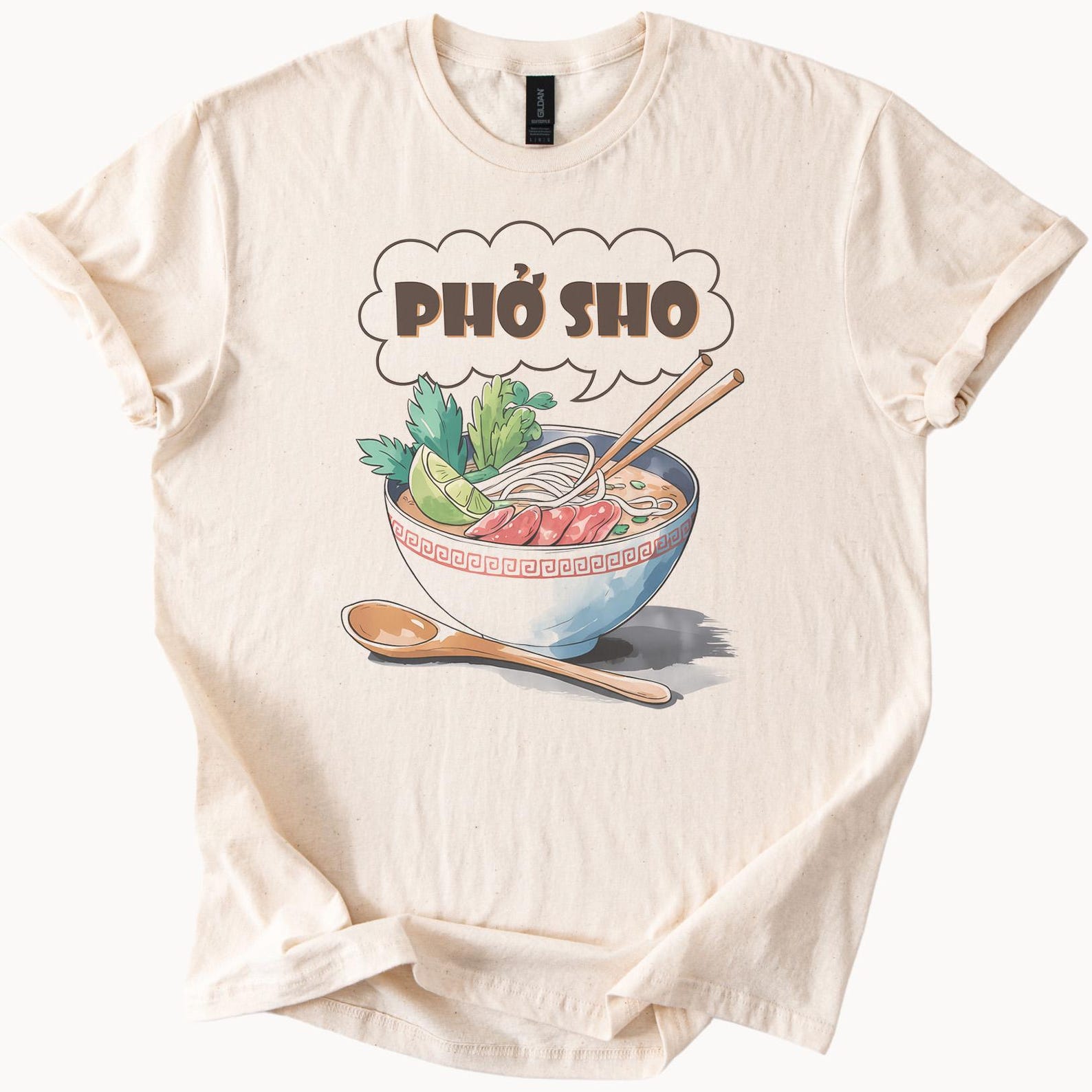 Pho Sho Noodle Bowl Graphic T Shirt Funny Vietnamese Food Lover Ramen Soup Cute Kawaii Cartoon Tee Gift for Foodies 160