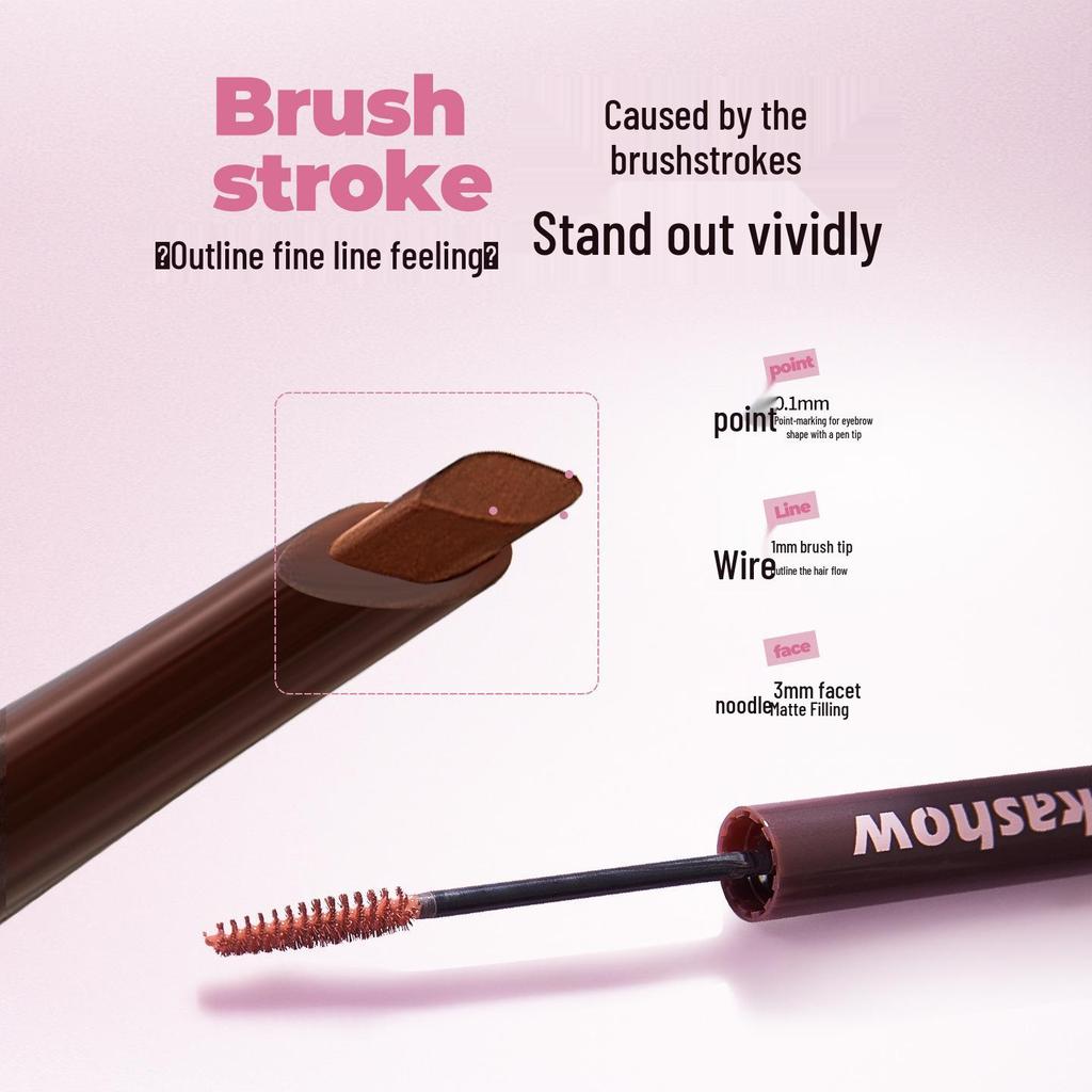Kakashow Dual-Ended Brow Pencil & Tint: Natural, Waterproof, Sweat- & Smudge-Proof, Long-Lasting 2-in-1.