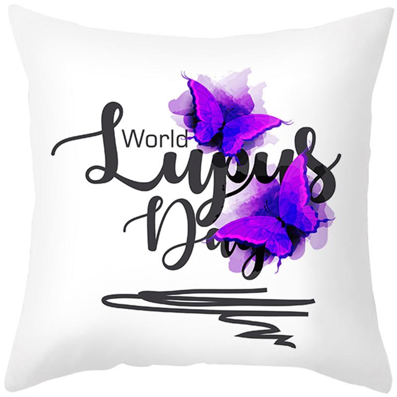 Peach Skin Pillow Cover Letter Ribbon Printing Sofa  Cushion  Household Goods