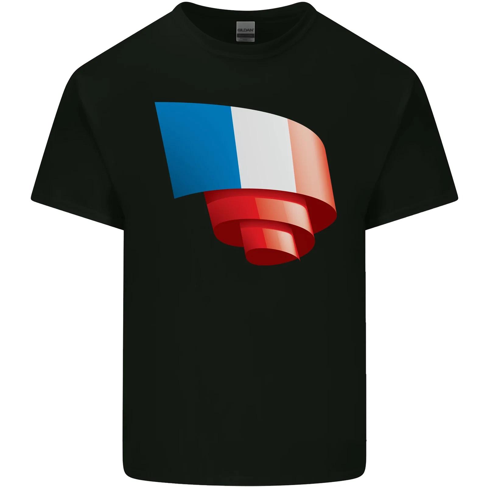 Curled France Flag French Day Football Kids T-Shirt Childrens L