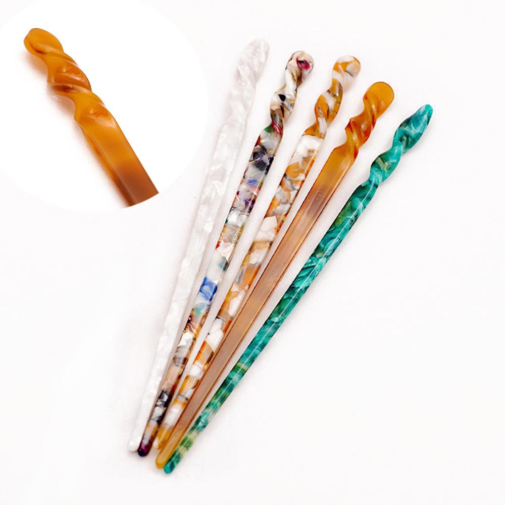 2PCS Chinese Style Hair Sticks Vintage Acetate Resin Chopstick Women Hairpins   Pin Headwear Wedding Hair Jewelry Accessories