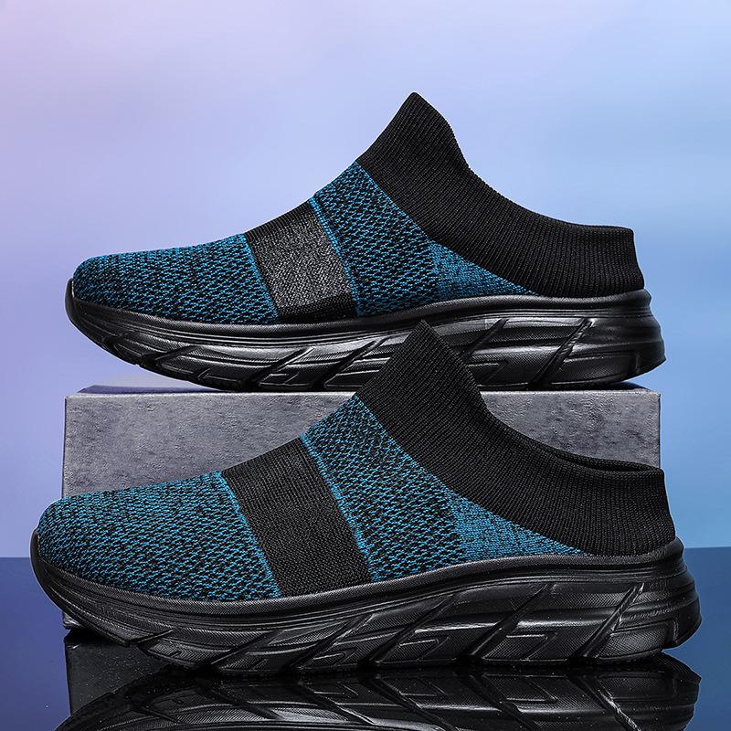 Men's shoes large size summer breathable fly-woven mesh 47 casual one-pedal half-tray sports light and versatile walking