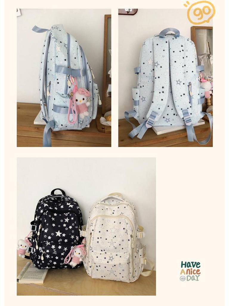 Japanese & Korean Style Backpack for Middle School Girls – Trendy Star Design, Ideal for School & Outings