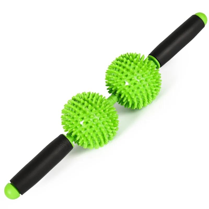 Double ball rolling massage stick Massage roller Muscle massage stick Relax Stick Meridian slimming calf roller