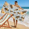 Bee Pattern with Flowers on Blue Background Beach towel quick-drying for travel outdoor sports jogging beach and swimming