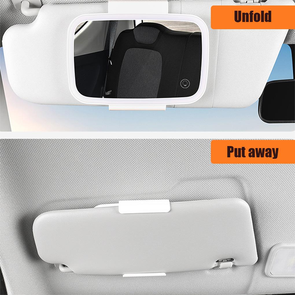 Car Mirror Sun Visor Universal Lighted Makeup Touchscreen Vanity Mirrors Clip-on Travel Accessories Cosmetics Black