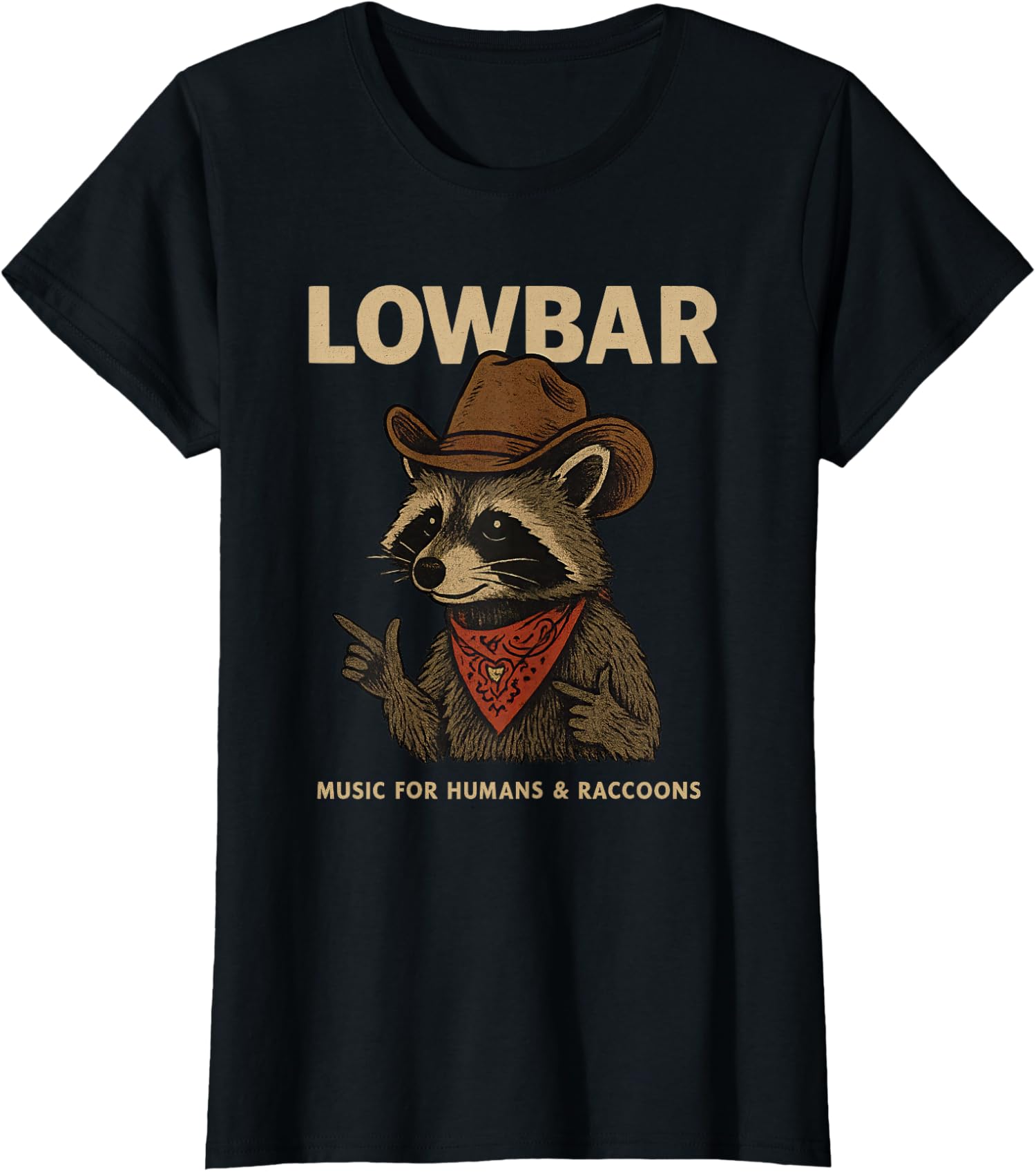 Funny Lowbar Fingergun Raccoon Ladies Crewneck T-Shirt Unisex T-Shirt XXXXL