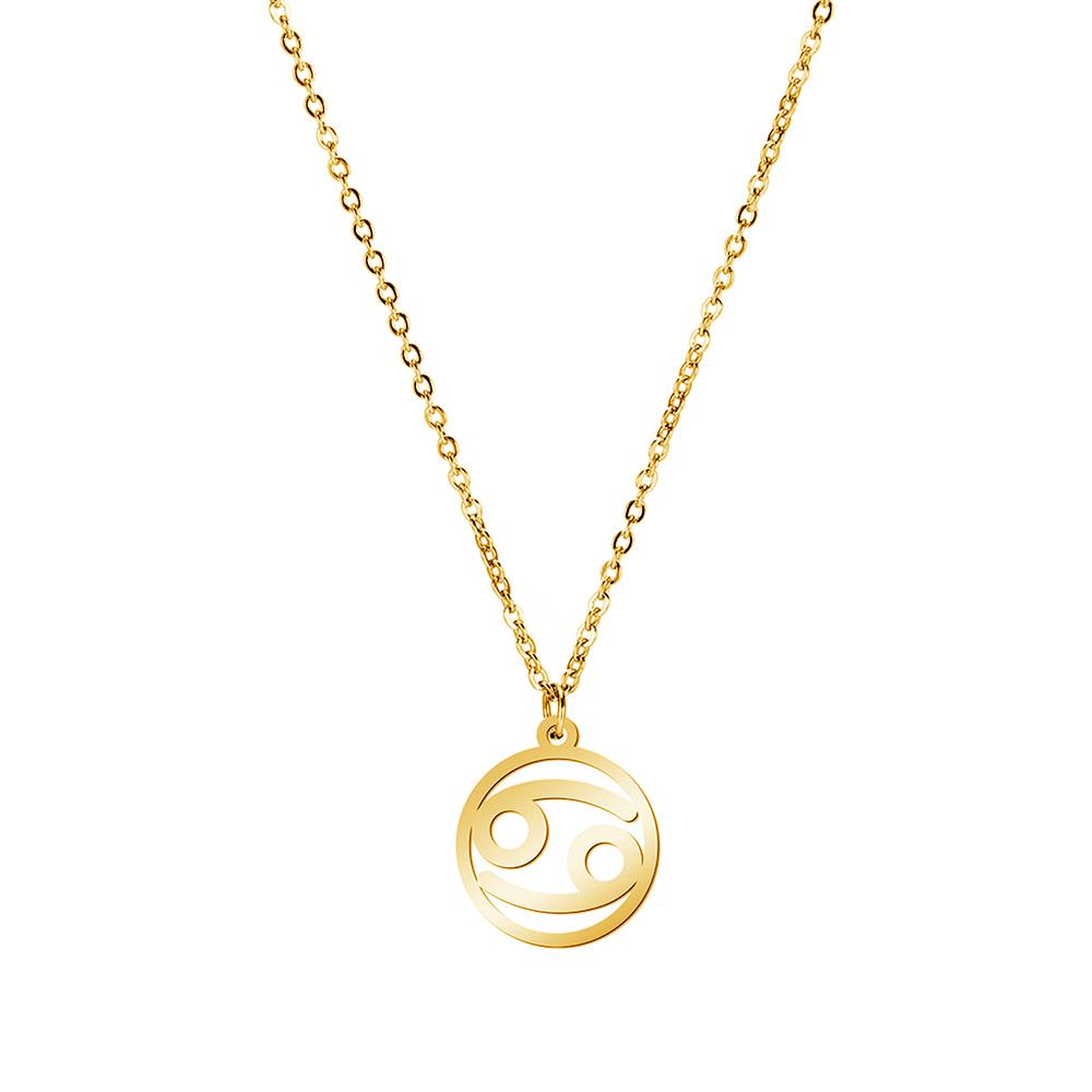 Cazador Zodiac Pendant Necklace for Women 12 Constellation Aries Pisces Gemini Chocher Stainless Steel Jewelry Gold Color Gifts