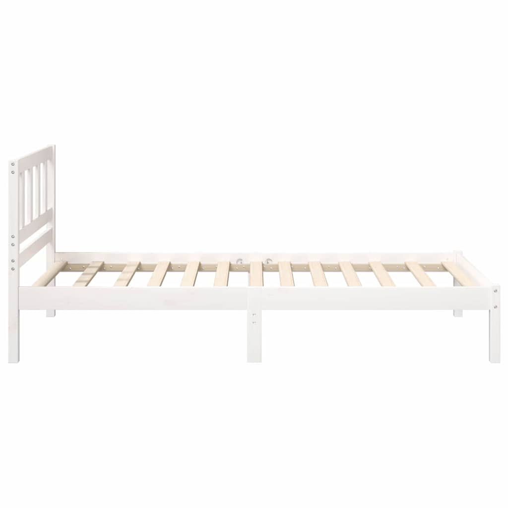 Bed Frame with Headboard White 75 x 190 cm Solid Pine Wood
