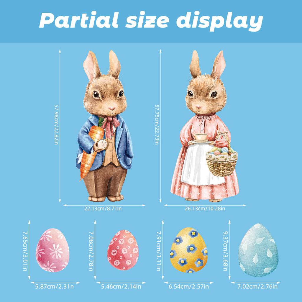 Osterhase statische Haftfolien Niedliche Fensterdekoration für Glastüren Heim-Festdekoration