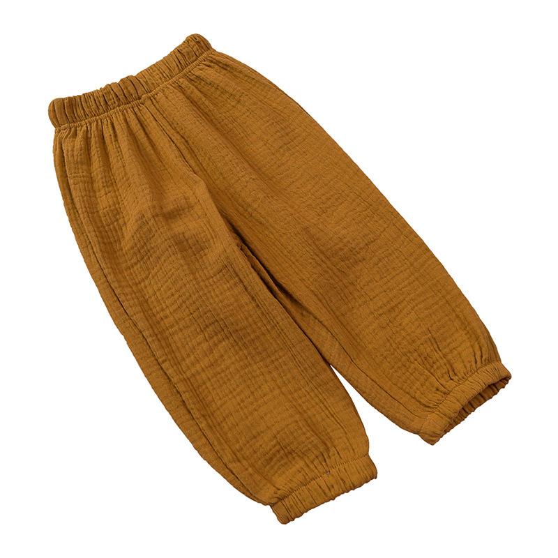 Pantalons légers double épaisseur en gaze de coton anti-moustiques pour enfants, coupe ample lanterne, longs, pour garçons et filles, Collection Printemps Été