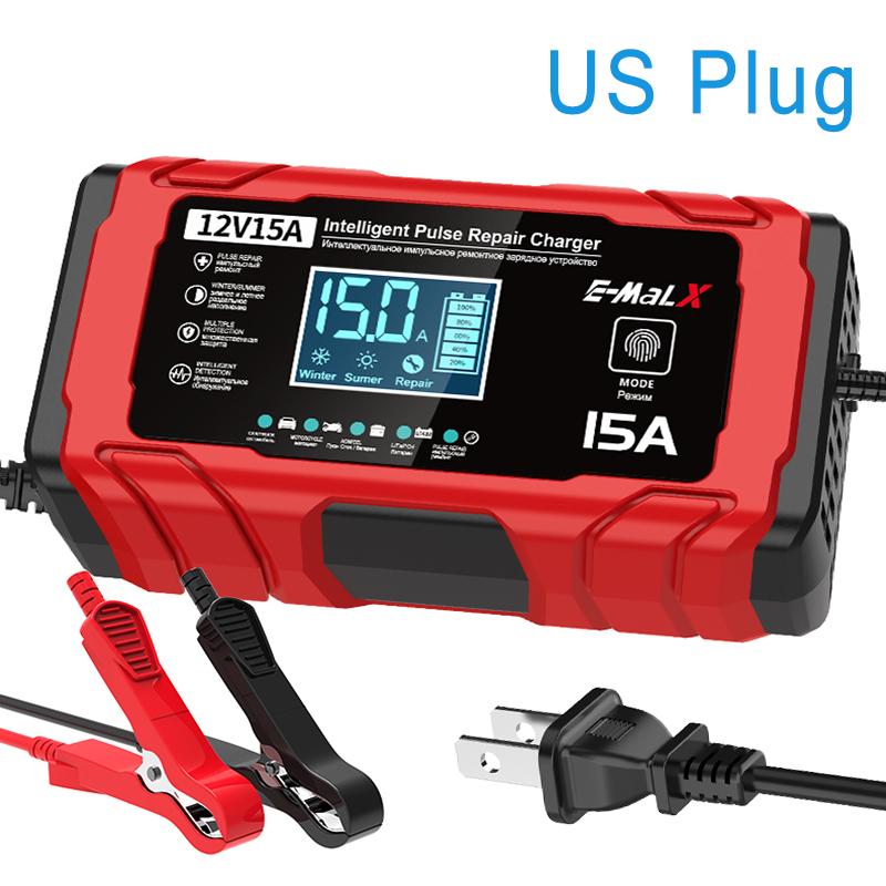 

12В 15А Інтелектуальний імпульсний ремонтний зарядний пристрій 14.6В 15А Зарядний пристрій для електромотоциклів Для літій-залізо-фосфатних (LiFePO4), свинцево-кислотних, AGM, GEL акумуляторів