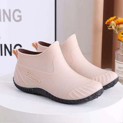 Stivali da pioggia da donna impermeabili antiscivolo resistenti all'aria aperta, scarpe da giardino tinta unita, stivali da pioggia