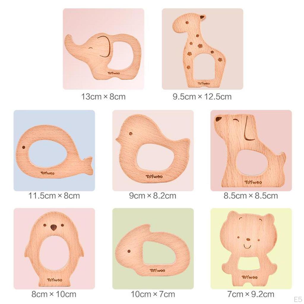 Baby Beech Teething Toys Rings Cute Whale Elephant Animal Puzzle Chew Toy