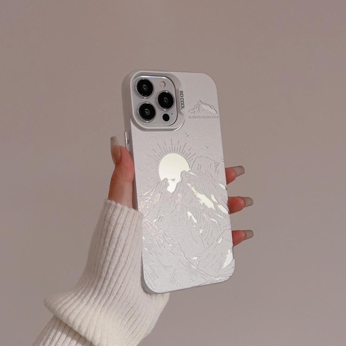 

Luxury White Sunset Snow Mountain Sliver Phone Case For iPhone 17 Air 16 Pro Max 16E 15 14 Plus 13 12 11 XS X XR Back Cover iPhone XR