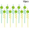 Football Themed Cartoon Spiral Straw Set with Creative Design 10PC