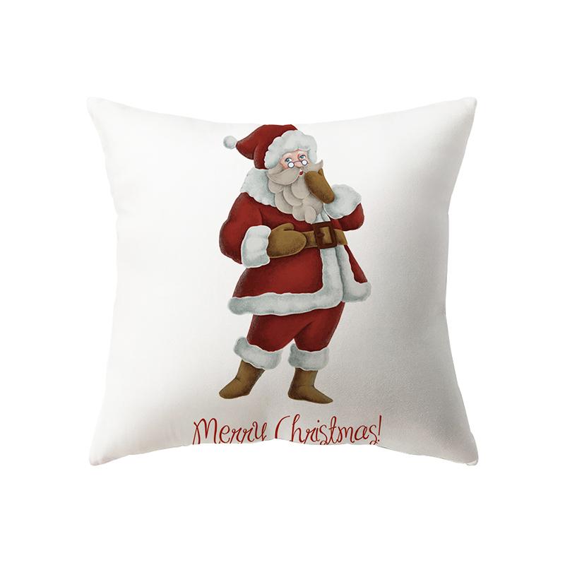 Cute Santa Claus Merry Christmas Print Pattern Cushion Cover Home Living Room Sofa Decoration Polyester Pillow Pillow Cover