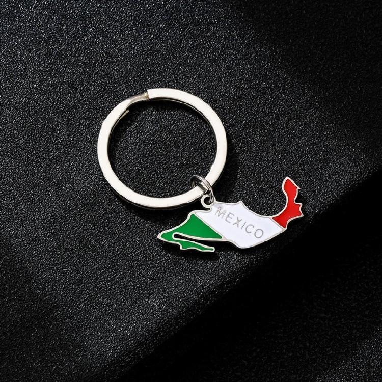 Mexico Border Line Map Flag Keychain Charm Pendant Keyring Gifts for Women Men