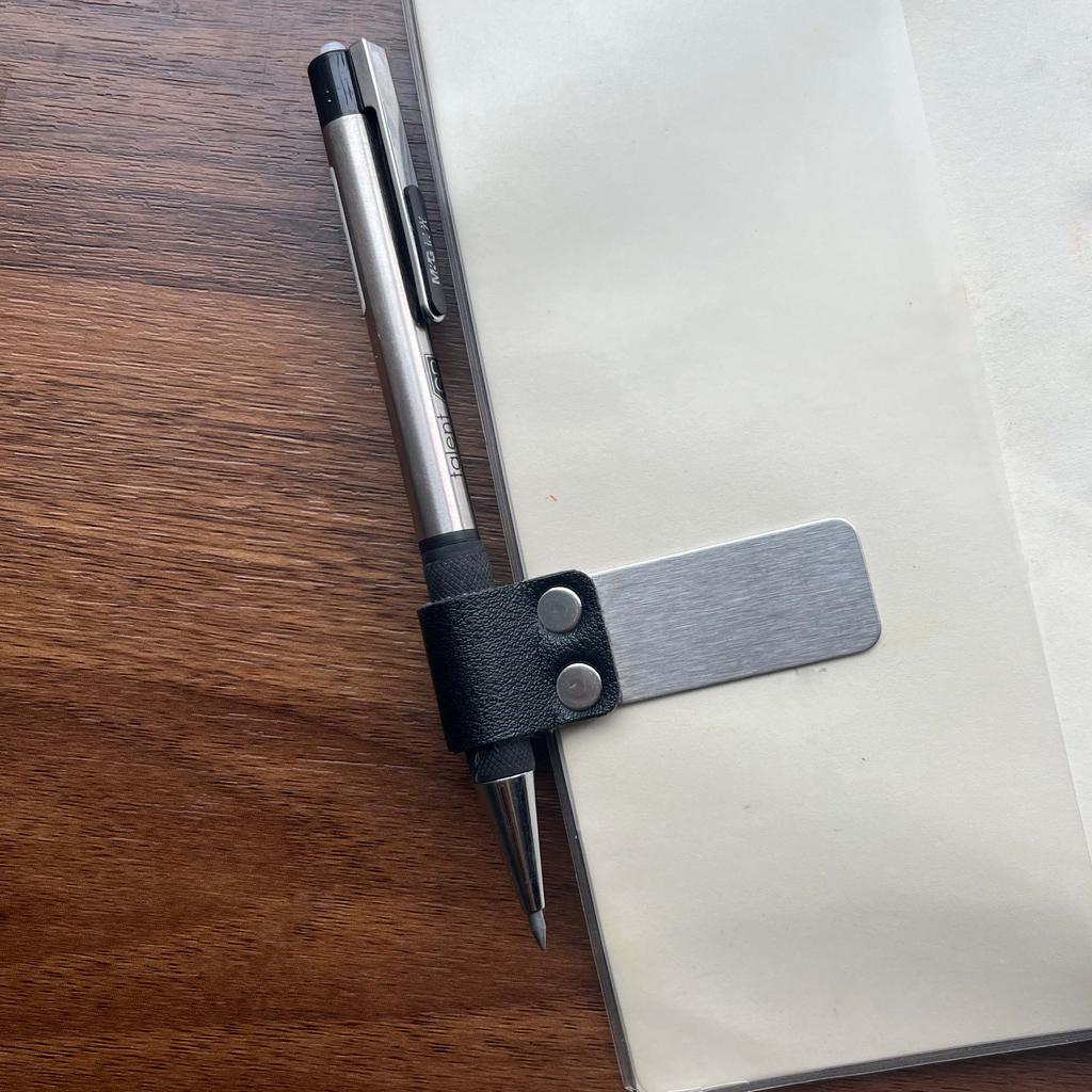 Metal Pen Holder Notebook Leather Retro Notebook Pen Holder Pen Loop with Clips for Journal Notebook Planner Clipboard Office Pocket Calendar