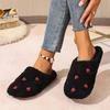 Soft Bottom Embroidered Heart-shaped Warm Slippers - Silent Slippers - Super Soft and Lightweight - Suitable for Use on Floors or Carpets