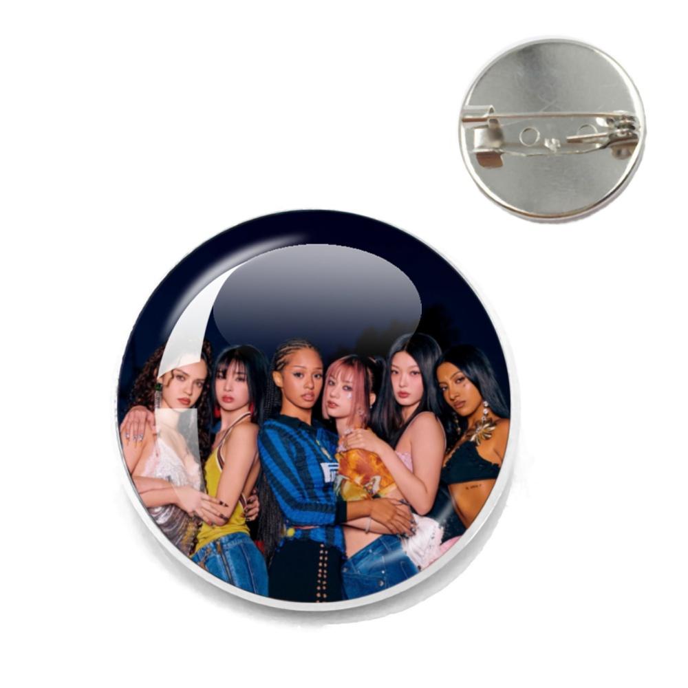 K- KATSEYE Creative Metal Pins Funny Brooch Katseye Korean Girl Band Badge Backpack Hat Accessories Jewelry Decoration Fans Gift