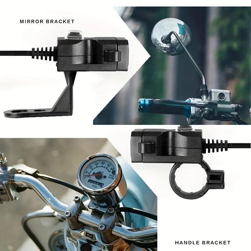 1pcs Motocycle Dual USB Charger Adapter Rearview Mirror Waterproof Power Supply Socket for IPhone Samsung Huawei