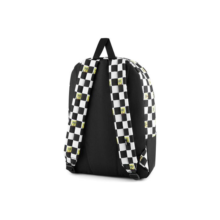 Vans Zaino unisex in poliestere a stampa integrale a scacchi bianchi e neri, grande capacità, per coppia, studente, collaborazione X SpongeBob VN0A5KHQQ7Y